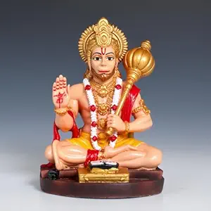 Hanuman Idol for Car Dashboard, Home, Office Desk – Hanuman Murti for Pooja, Temple Showpiece, Decoration, Festivals and Gifting(with Double Sided Tape, Multi Color)