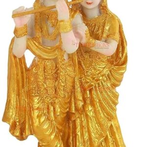 TIED RIBBONS Gold Plated Radha Krishna Idol Statue Showpiece (Resin, 19 cm x 11 cm) - Decoration Items for Home Decor Living Room Mandir Temple Pooja Room Table Top Office Gift