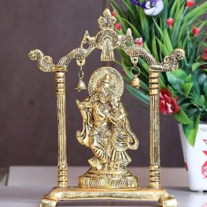 KridayKraft Metal Radha Krishna Statue Gold Plated Decor Your Home,Office & Radha Krishna Murti Idol Showpiece Figurines,Religious Krishna Idol Gift Article...
