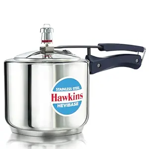 Hawkins 3 Litre Pressure Cooker | Stainless Steel | Hevibase | Straight Body | Tall Design | Induction Safe | Ideal for 3–4 persons | Silver (HSI3T)|Induction and Gas Stove Compatible