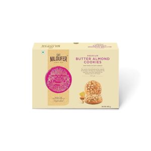 Cafe Niloufer Premium Butter Almond Cookies 400g | Crunchy & Delicious Snack | Rich in Almonds & Fiber | Healthy Tea Time Biscuits | Good Fats | No Preservatives