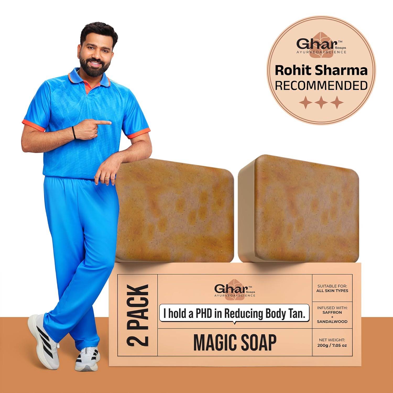 Ghar Soaps Sandalwood & Saffron Magic Soaps For Bath (100 Gms Pack Of 2) - Image 2